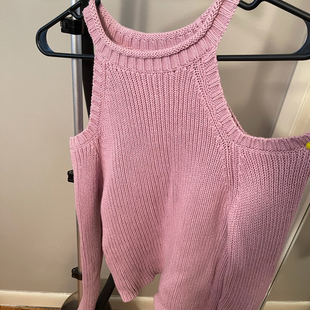 Lavender knitted open shoulder Sweater